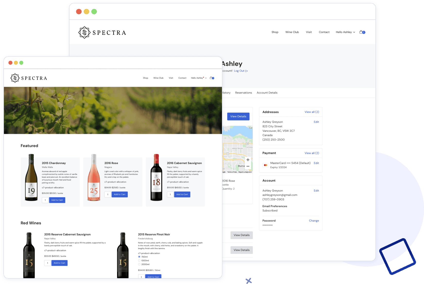 A screenshot of Commerce7 platform.