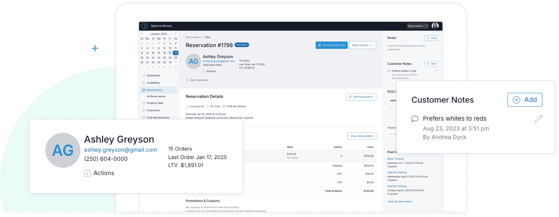 A screenshot of Commerce7 platform.