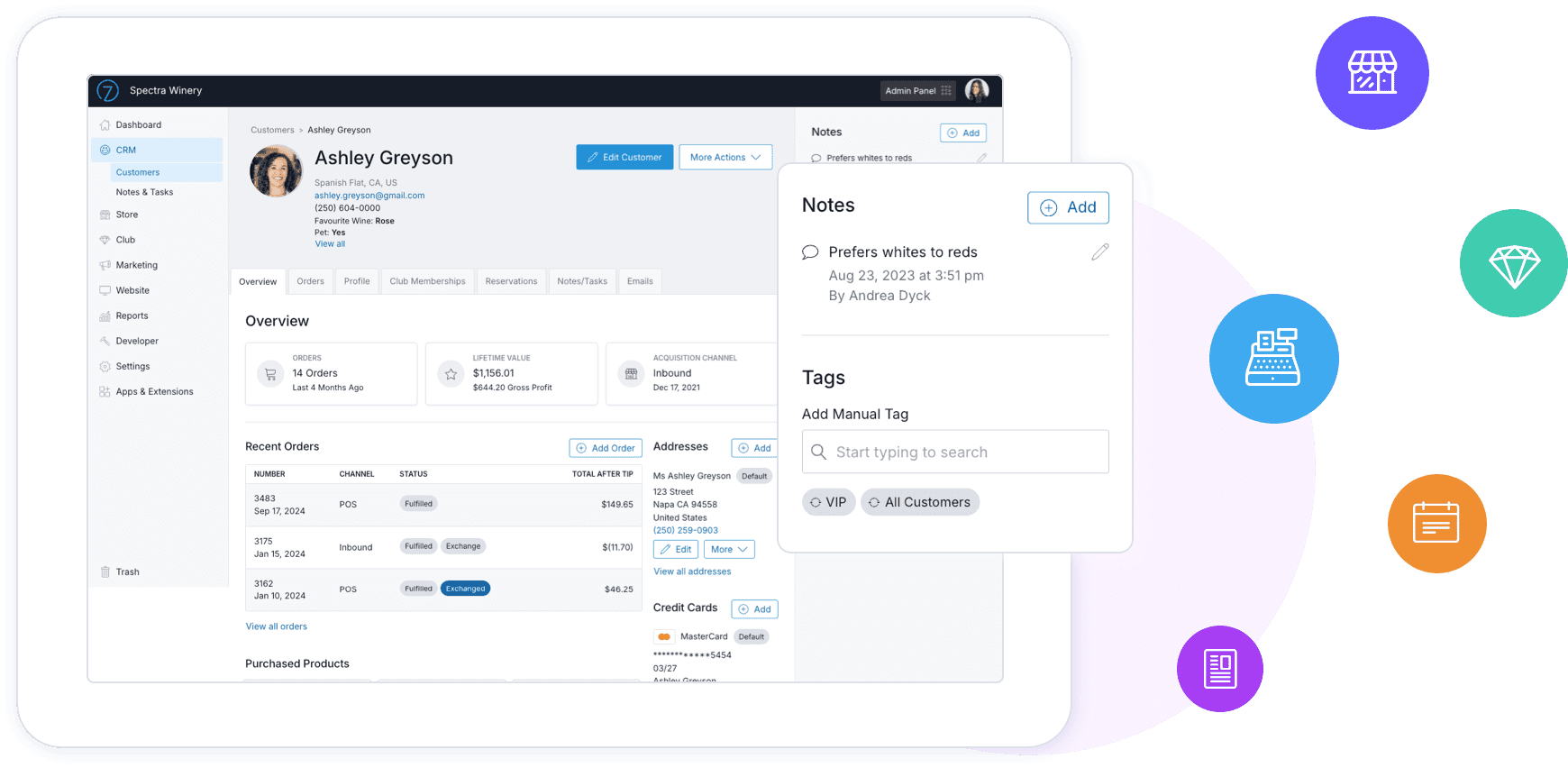 A screenshot of Commerce7 platform.