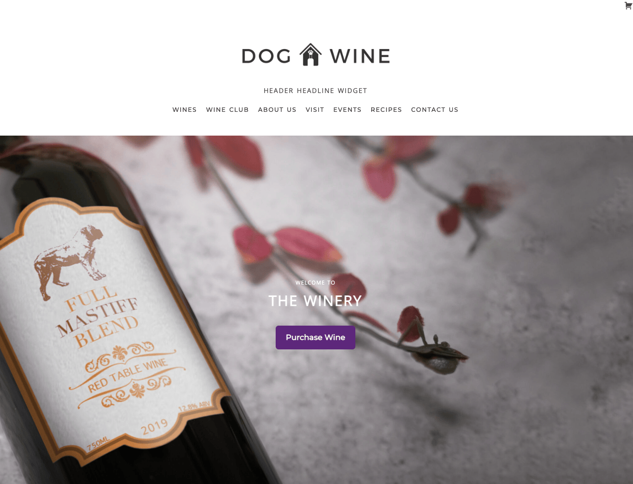 Commerce7 logo with wine bottle and vineyard background for wine business website.