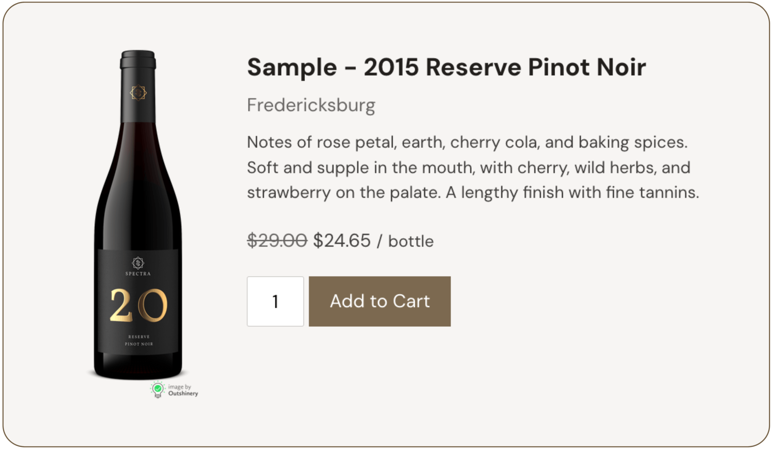 Screenshot of Commerce7 wine management platform showing wine details and purchase options.