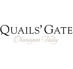 Quails' Gate Winery logo with elegant script font and vineyard imagery, representing Okanagan Valley wine estate.